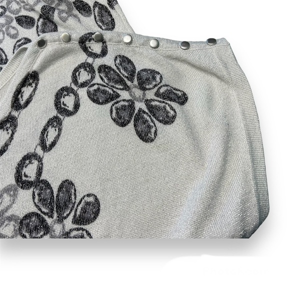 Joseph A Silver/Black Floral Dolman Sleeve Sweater Women’s Large L - Picture 4 of 5